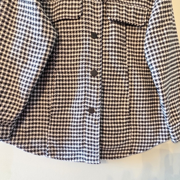 Joie Houndstooth Button Down Women's Boho Casual Shacket Black White Size 1X - Picture 9 of 16